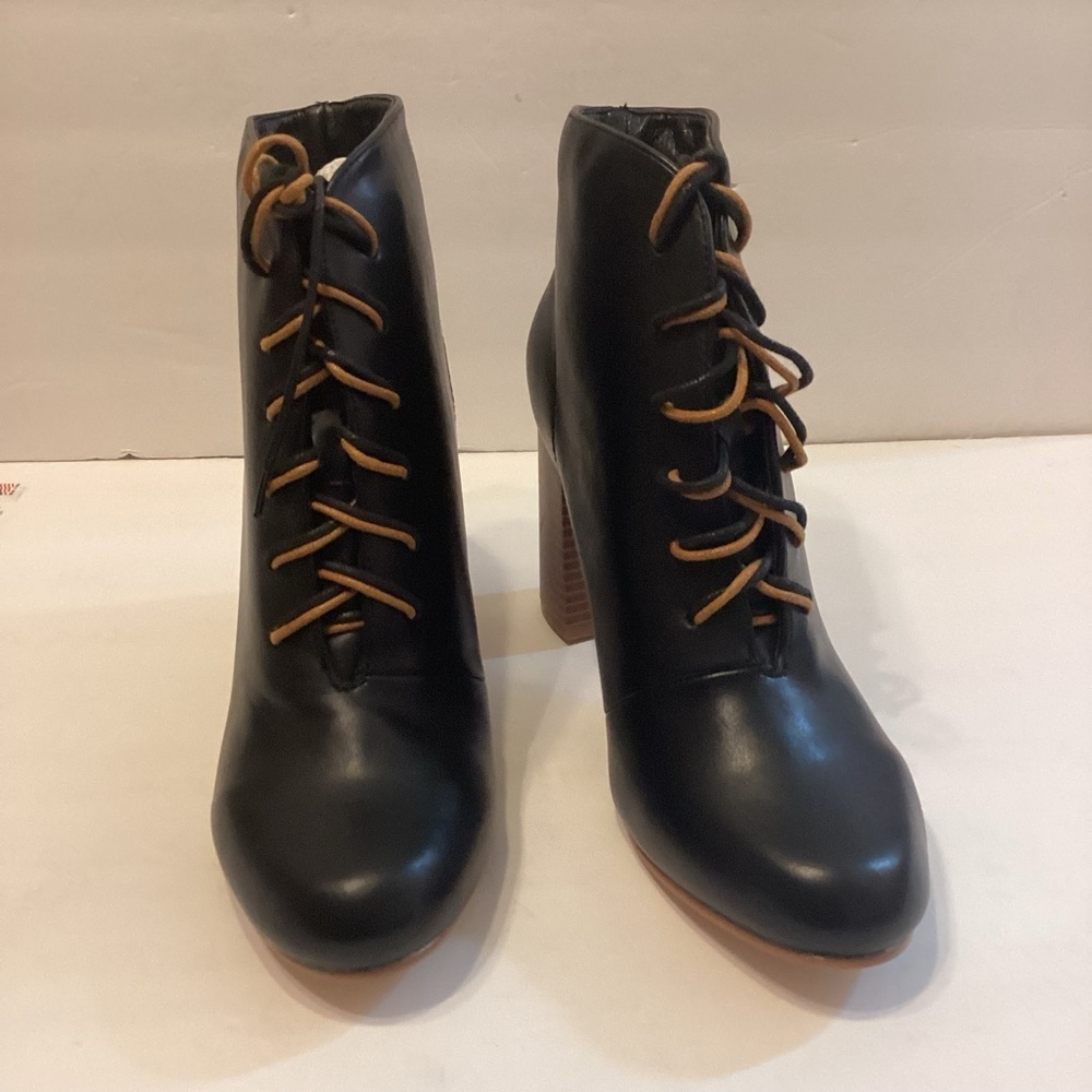 Allegra K Double Lace Up Chunky Heel Ankle Boots Size 10